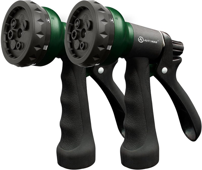 AUTOMAN Garden Hose Nozzle, 2 Pack Water Sprayer Nozzle with 7 Adjustable Watering Patterns,Slip Resistant Nozzle for Plants,Lawn,Washing Cars,Window Cleaning,Showering Pets & Outdoor Fun - Image 1
